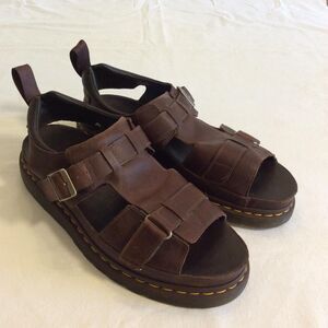 DR MARTENS HAYDEN MEN 13 BROWN LEATHER FISHERMAN SANDALS PLATFORMS CHUNKY Y2K